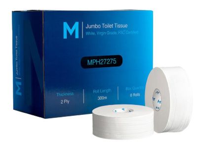 Picture of M JUMBO TOILET TISSUE - WHITE 2PLY ROLL CTN/ 8