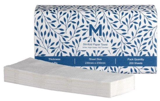 Picture of M SLIMFOLD PAPER HANDTOWEL WHITE 1PLY CTN/4000