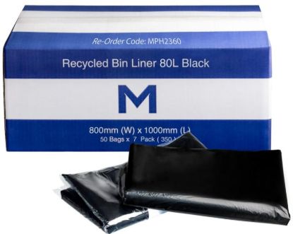 Picture of BIN LINER M 80L BLACK 800 x 1000mm x 30mu CTN/350