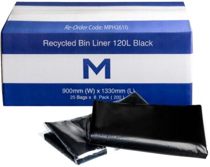 Picture of BIN LINER M 120L BLACK 900x1330mm x30mu CTN/200