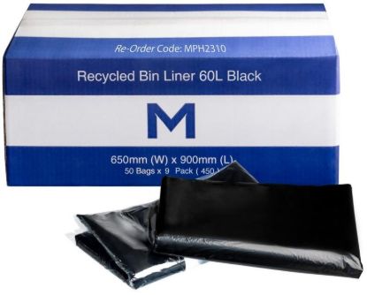 Picture of BIN LINER M 60L BLACK 650 x 900mm x 30mu CTN/450