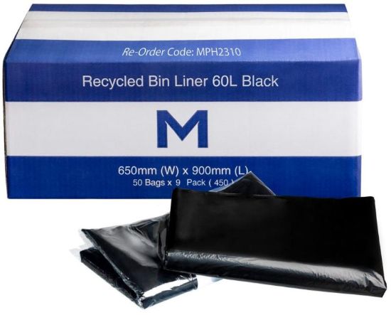 Picture of BIN LINER M 60L BLACK 650 x 900mm x 30mu CTN/450