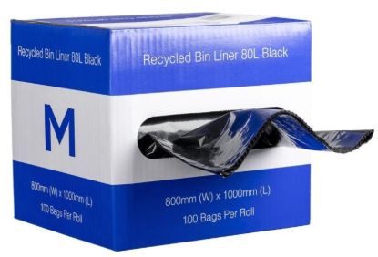 Picture of BIN LINER M 80L BLACK 800 x 1000mm x 35mu BOX/100