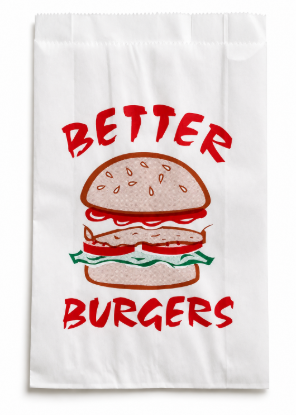 Picture of BURGER PAPER BAG PRINTED 160x55x230mm PACK/1000