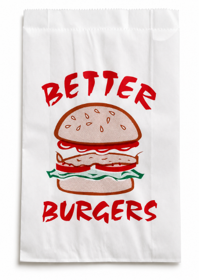 Picture of BURGER PAPER BAG PRINTED 160x55x230mm PACK/1000