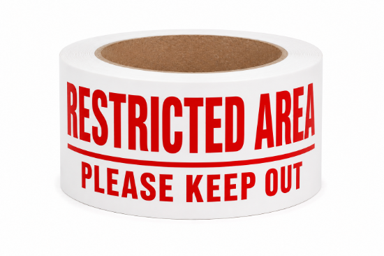 Picture of RESTRICTED AREA RED/ WHITE 100mm x 100M